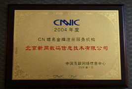 新网荣获CNNIC金牌代理商称号 引领互联网域名注册服务新时代